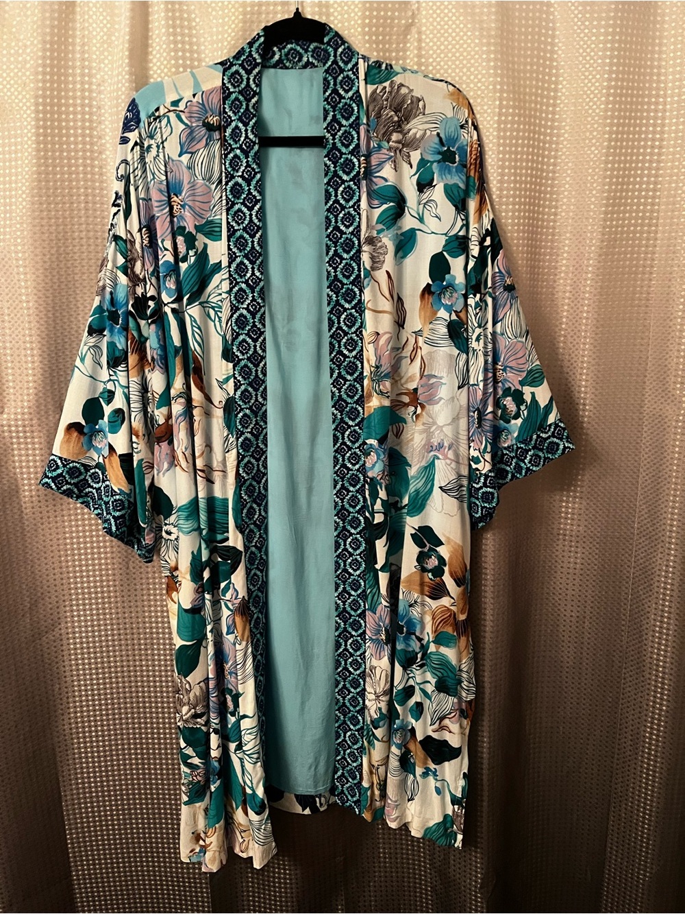 Floral Chico's Kimono in Teal & Ivory